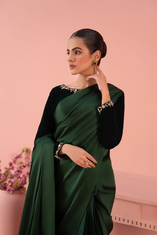 Bottle Green Silk Saree
