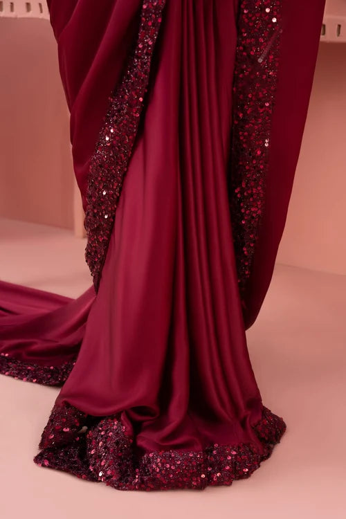 Cherry Maroon Saree