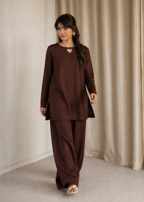Brown Heart Cutout Co-ord Set