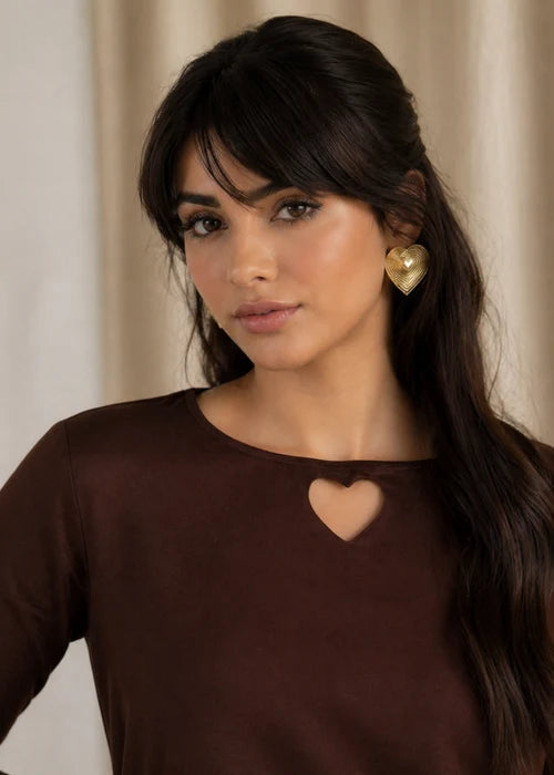 Brown Heart Cutout Co-ord Set