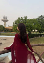 Deep Maroon Chiffon Saree