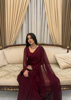 Deep Maroon Chiffon Saree