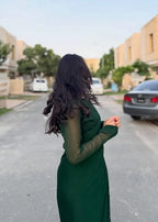 Bottle Green Chiffon Saree