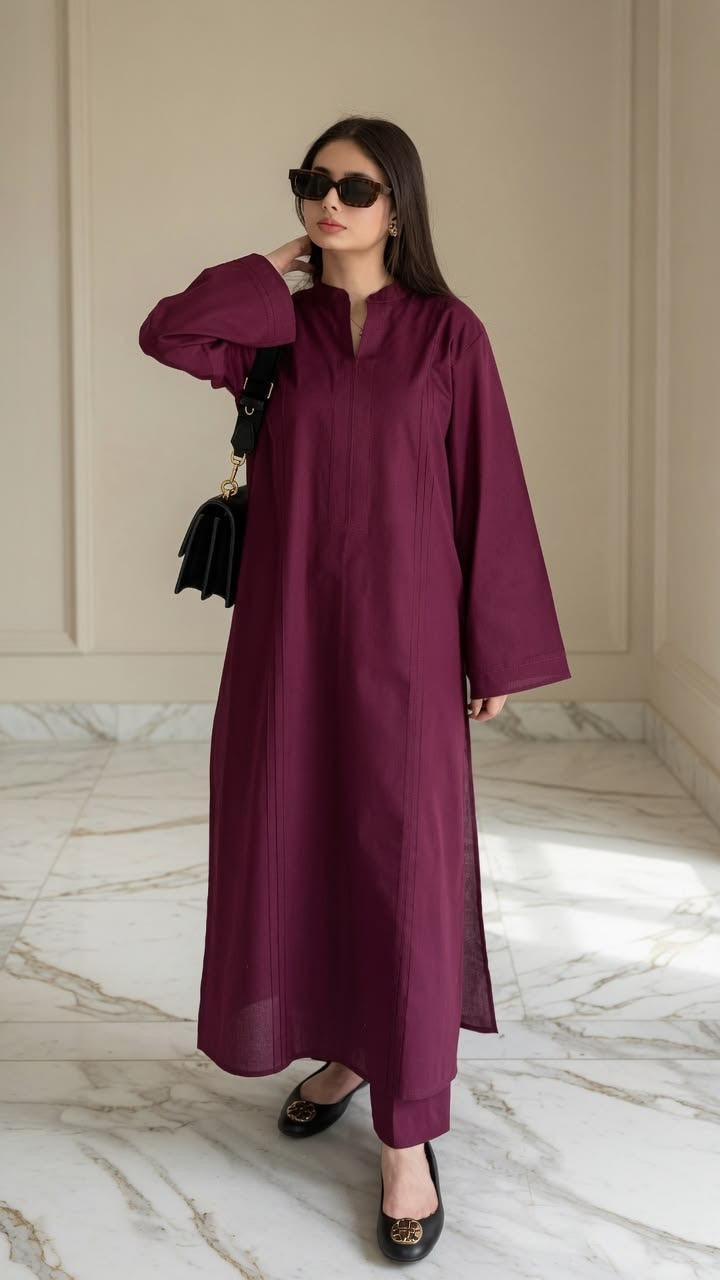 Magenta Pintuck Kurta with Matching Pants