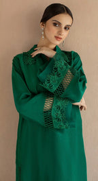 Emerald  Kurta Set with Net Panels