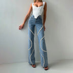 Crystal Embellished Blue Denim