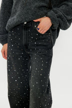 Sparkly Wide Leg Denim Jeans