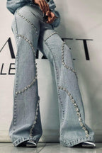 Crystal Embellished Blue Denim