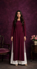 Maroon Side Tie Kurta with White Palazzo