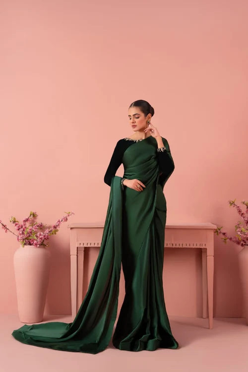Bottle Green Silk Saree