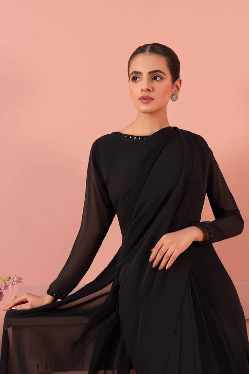 Black Saree with mirror work