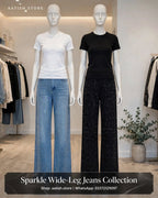 Sparkly Wide Leg Denim Jeans