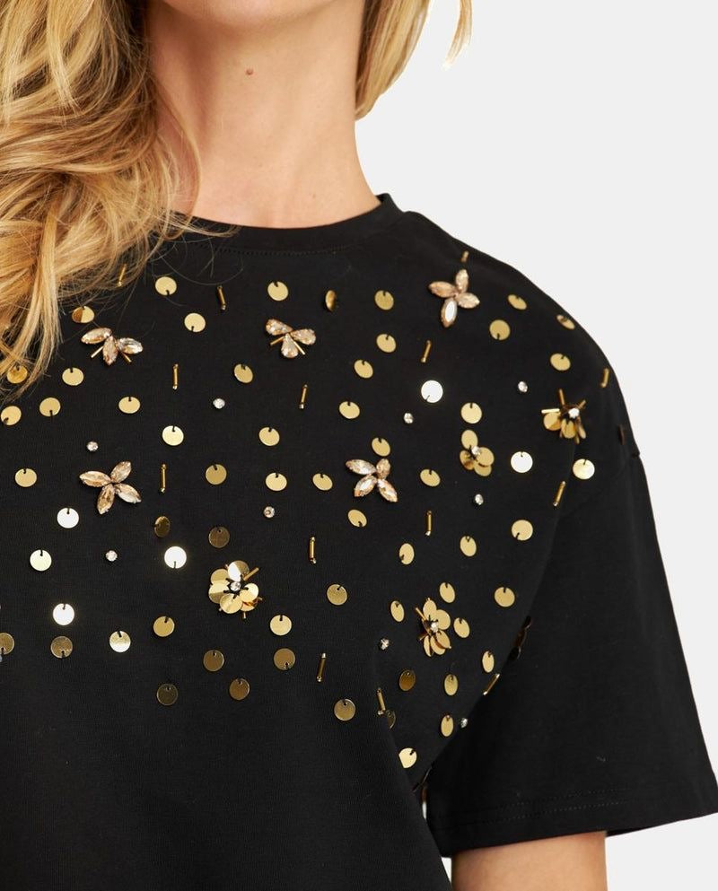 Black Gold Embellished T-Shirt