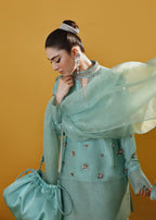 Seafoam Green Sequin & Rhinestone Kurta Set