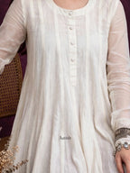 White Flared Kurti with Maroon Shalwar
