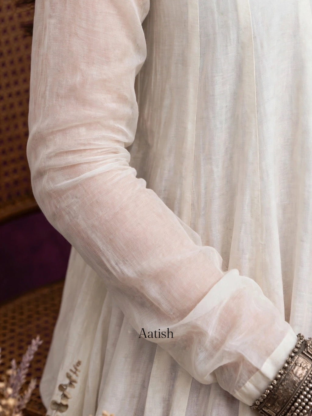 White Flared Kurti with Maroon Shalwar