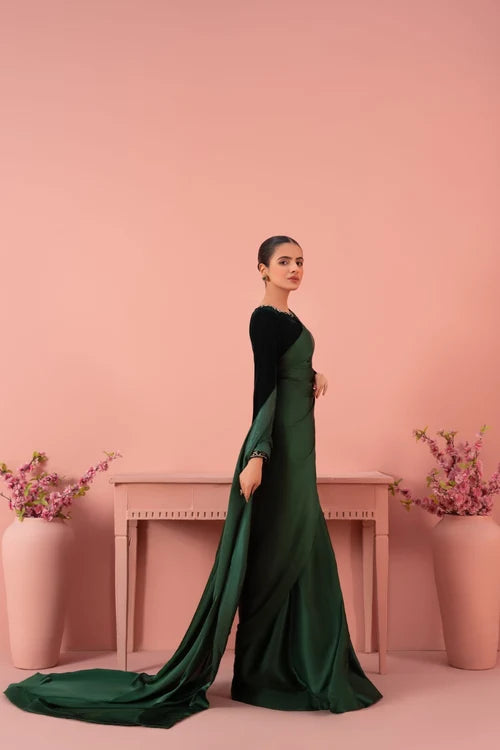 Bottle Green Silk Saree