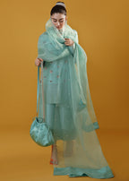 Seafoam Green Sequin & Rhinestone Kurta Set