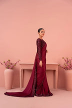 Cherry Maroon Saree