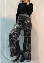 Sequin Fringe Denim Jeans