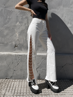 White Side Slit Chain Jeans