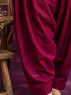 White Flared Kurti with Maroon Shalwar