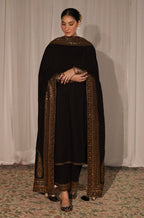 Midnight Bloom Black 3pc Set with Sequin Dupatta