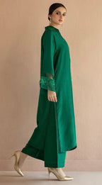Emerald  Kurta Set with Net Panels