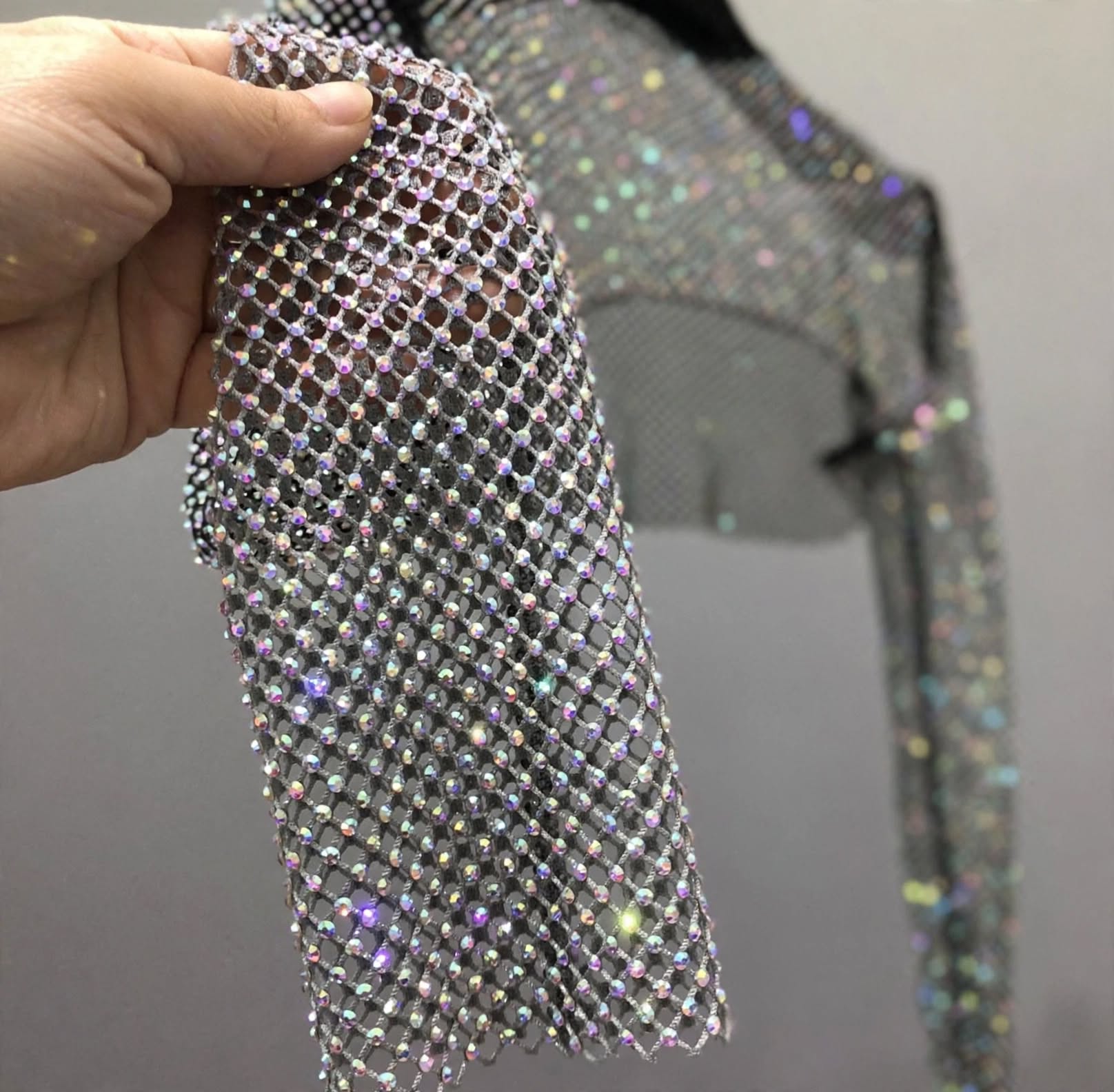 Rhinestone Fishnet Mesh Crop Top