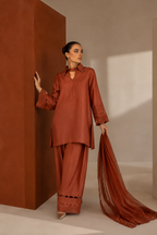 Rust Formal 3PC Suit with Lace Detailing