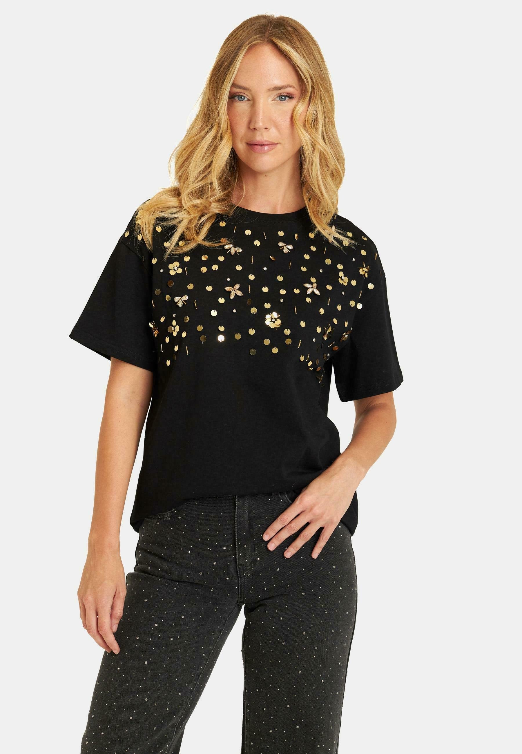 Black Gold Embellished T-Shirt