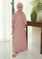 Girls modest wear abaya and hijab set, front view
