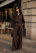 Chocolate Brown Wide-Leg Set