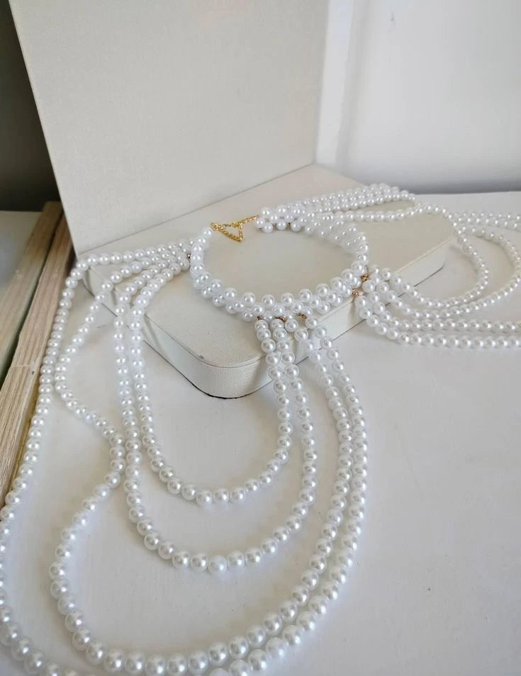 Multi-Strand Pearl Shoulder Drape