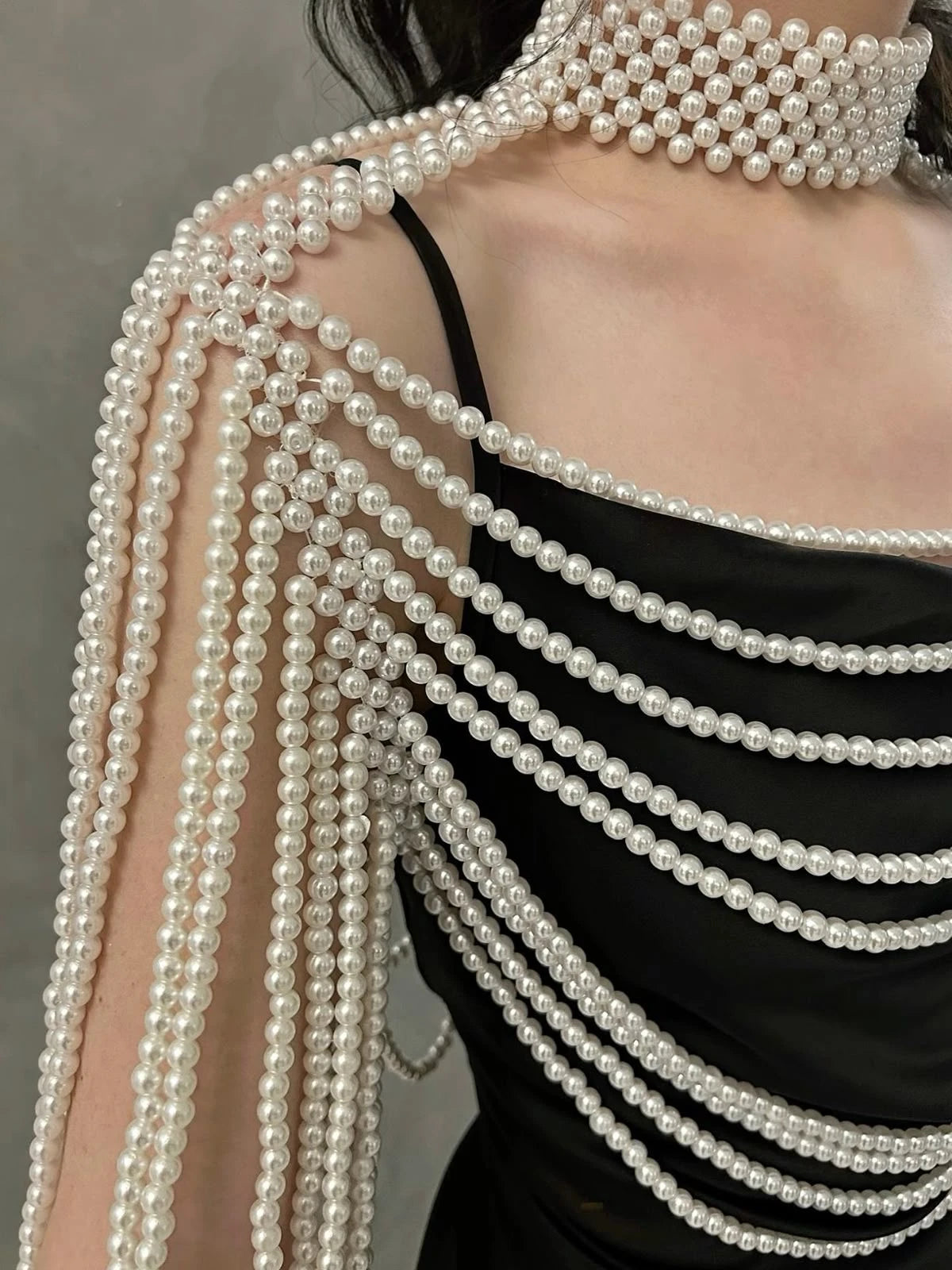 Multi-Strand Pearl Shoulder Drape