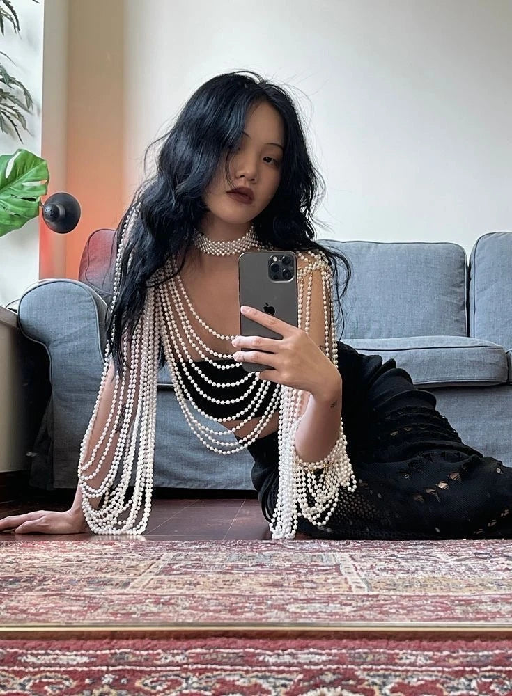 Multi-Strand Pearl Shoulder Drape