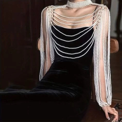 Multi-Strand Pearl Shoulder Drape