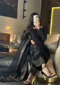 Noir Gold Raw Silk Farsi Shalwar
