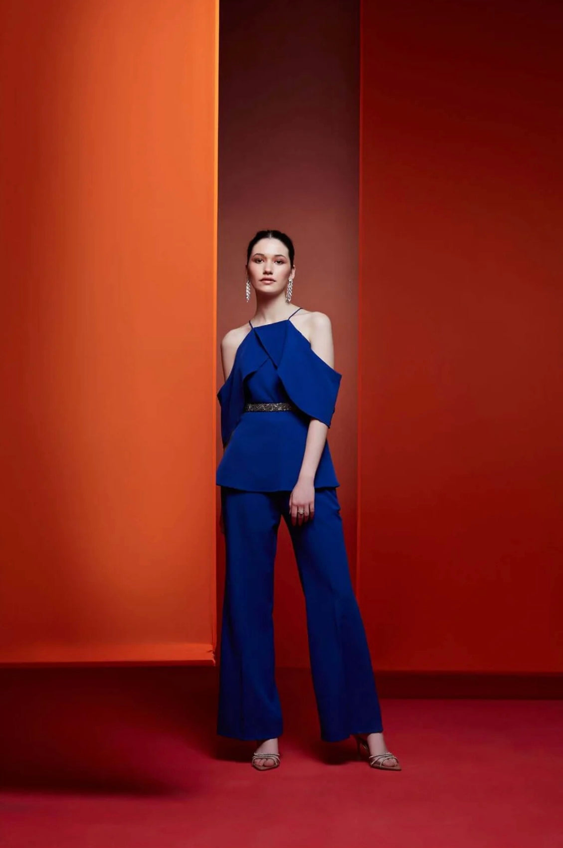 Sapphire Cold-Shoulder Evening Set
