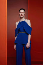 Sapphire Cold-Shoulder Evening Set
