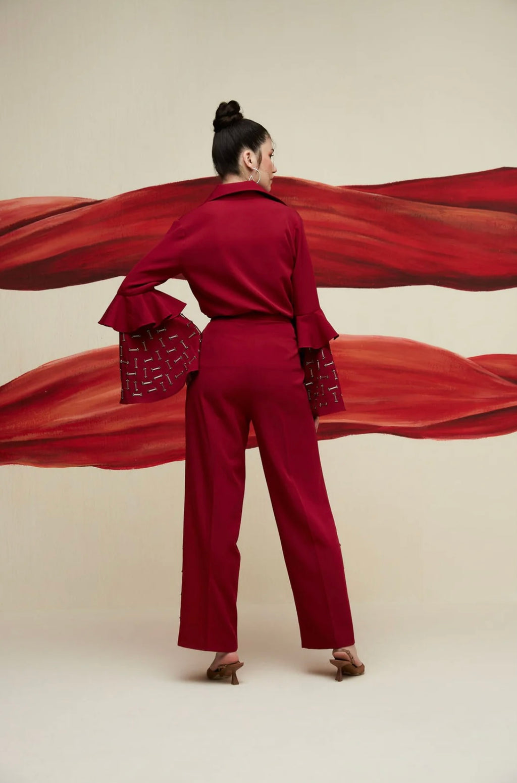 SCARLET FLARE-CUFF CO-ORD SET
