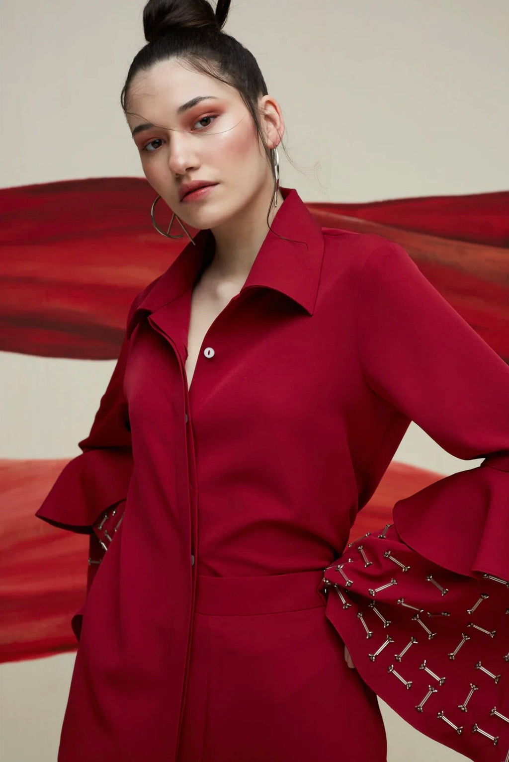 SCARLET FLARE-CUFF CO-ORD SET