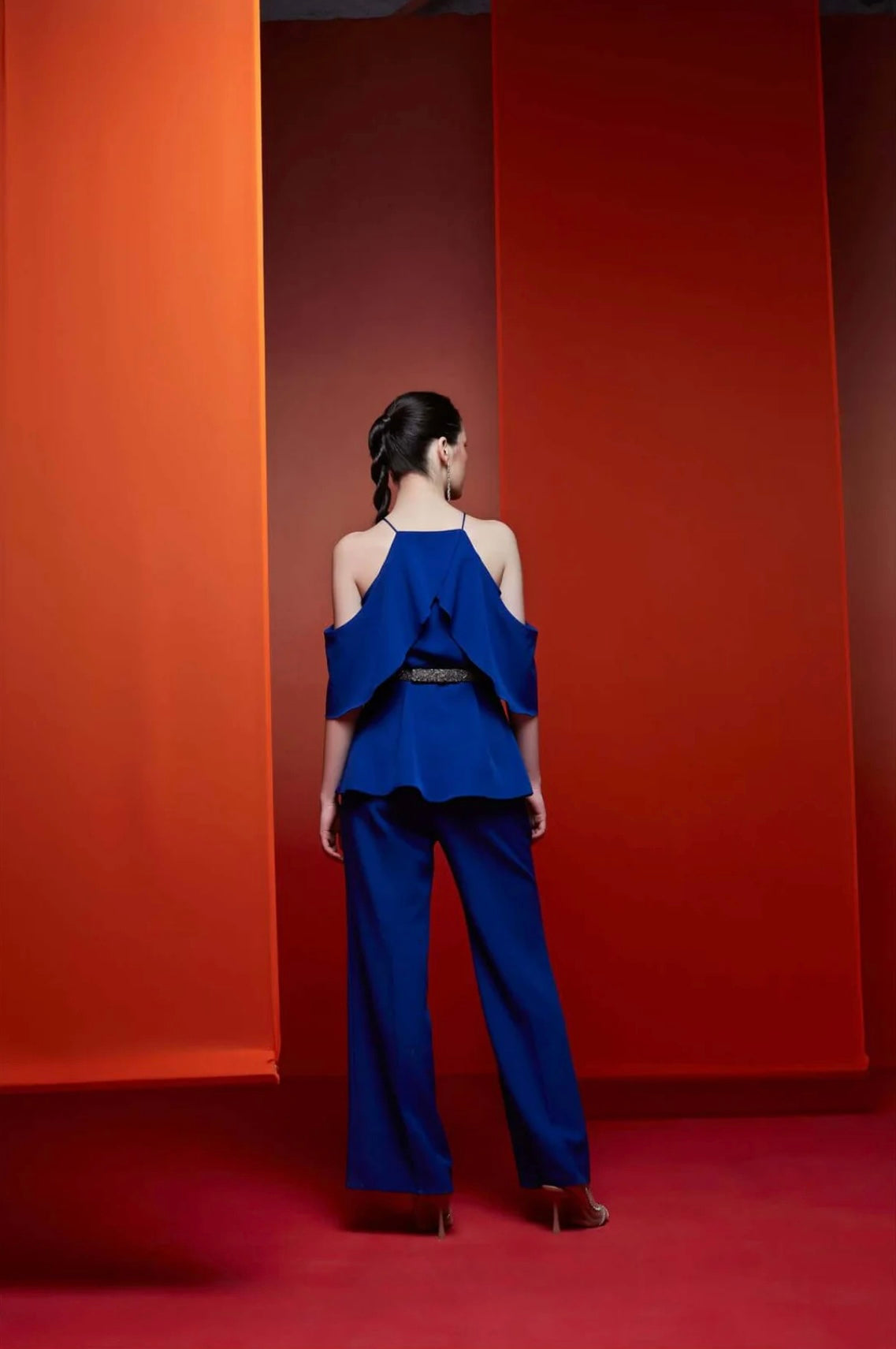 Sapphire Cold-Shoulder Evening Set