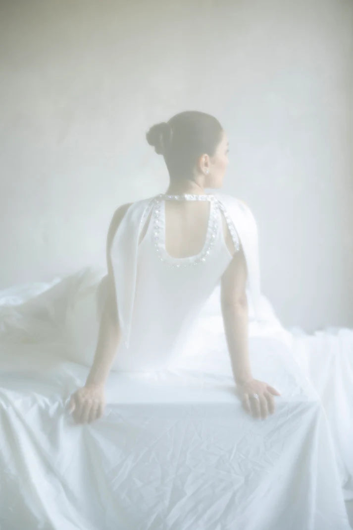 Ivory Embellished Long Shirt Set