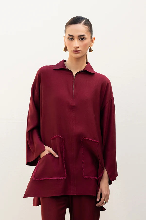 Relaxed Maroon Co-ord Set