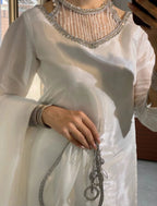 White Embellished neck 3pc
