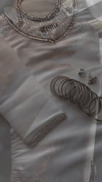 White Embellished neck 3pc