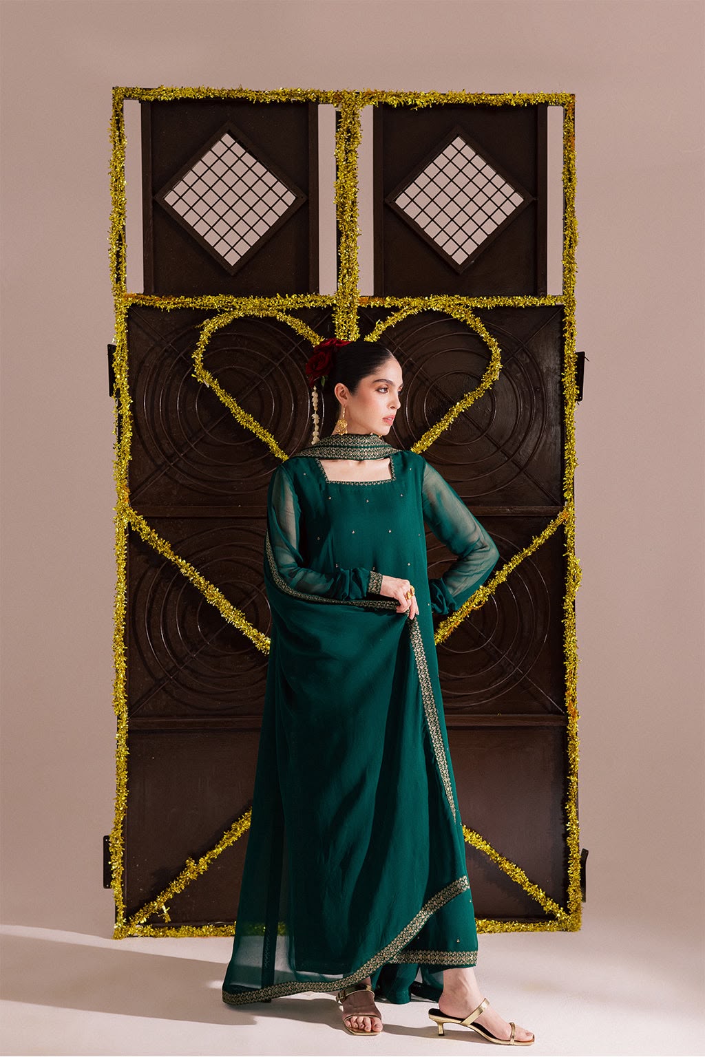 Regal Green 3PC Suit – Chiffon Dupatta
