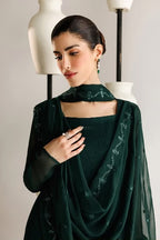 Pine Green Embroidered 3-Piece Suit | Azadi Sale