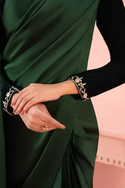 Bottle Green Silk Saree